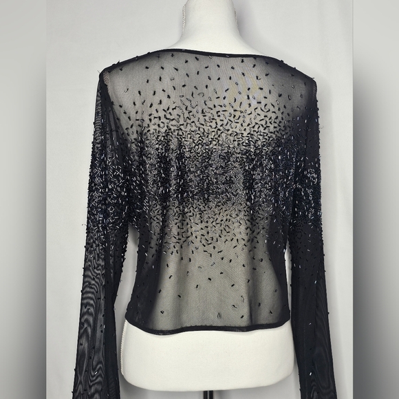 Sheer Beaded Cropped Long Sleeve - Picture 4 of 5